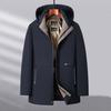 Autumn and Winter New Hooded Warm Thickened Middle-aged Business Men's Jacket with Cotton Men's Jacket