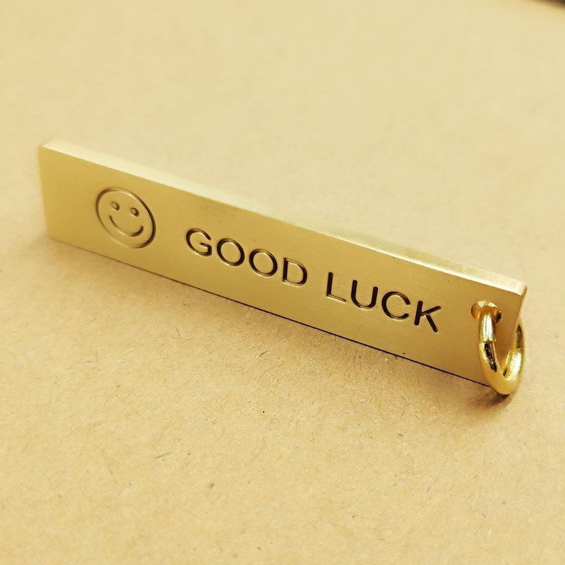 Brass Ruler, Easy To Carry with You, Easy To Measure, Smiling Face, Sealing Glaze, Old Washing, Handicraft Keychain Pendant Creativity