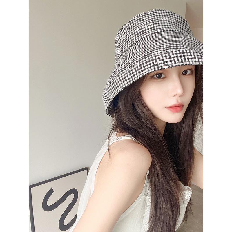 Houndstooth Pattern Sun Protection Fisherman Hat for Women, Summer UV Protection Wide Brim Sun Hat, Face Covering Fashionable Sun Hat
