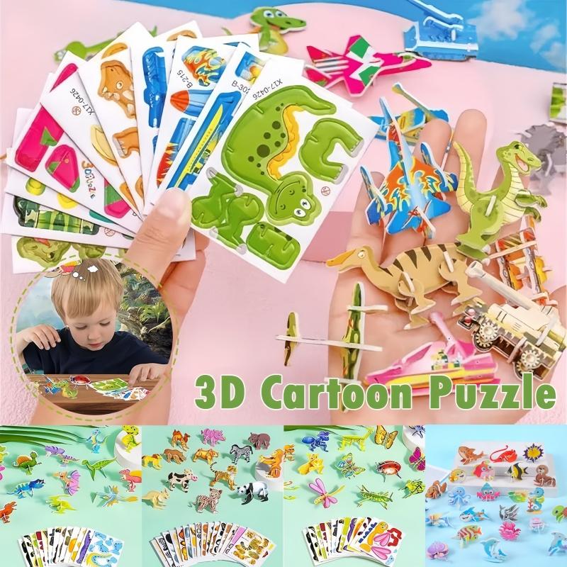 30 шт. Мультяшные 3D пазлы из бумаги на тему животных и насекомых, детские развивающие игрушки, подарки на день рождения, школьные награды, наполнители для пиньяты