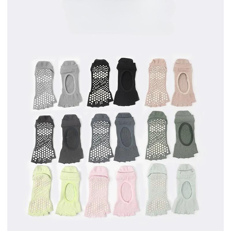 Силиконовые нескользящие носки для йоги, женские носки с открытой спиной, дышащие, без пальцев, для пилатеса, носки с пятью пальцами для тренировок в помещении, для танцев и спорта