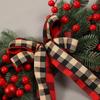 New 70cm Christmas Wreaths Artificial Hanging Door Swag Plaid BowKnot Red Berries Xmas Garlands Home Decor