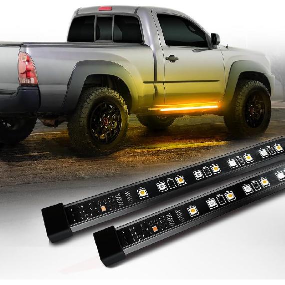 OPT7 Sidekick 78" Running Board Lights 2PCS LED Strips w/Sequential Amber Turn Signal, DRL, White Courtesy Light for Extended Crew Cab Trucks Pickup