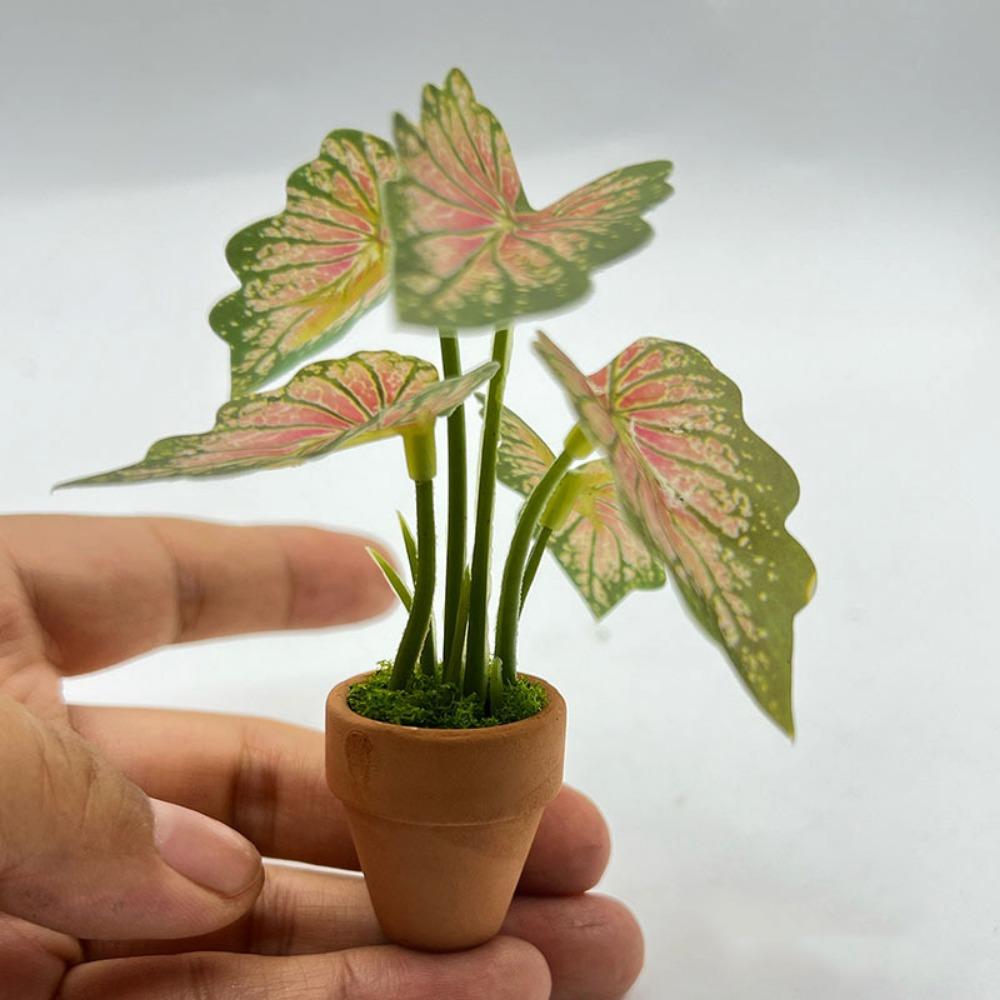 Mini Simulation Green Plants Plastic Colorful Taro Green Plant Miniature Dollhouse Decorations