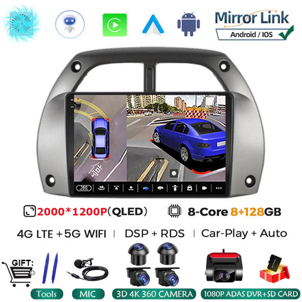 Android 14 Car Radio For Toyota RAV4 Rav 4 2001 - 2006 Multimedia Player Carplay QLED Touch Screen Auto Stereo 4G WIFI