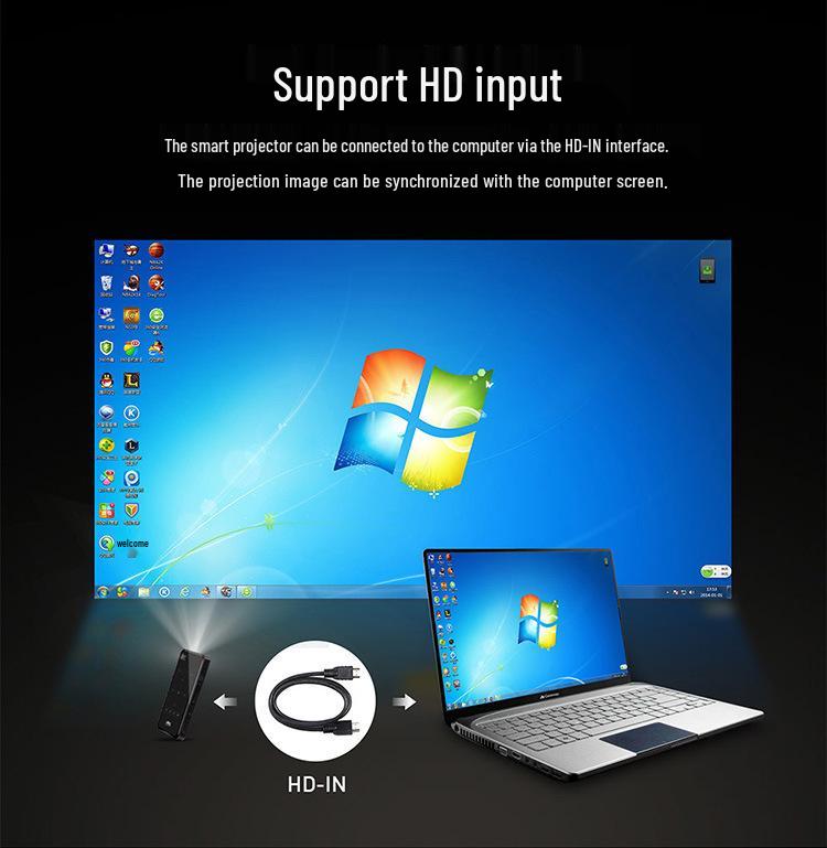 Мини-проектор DLP 4K 3D HD с подключением к мобильным устройствам, 2+32 ГБ