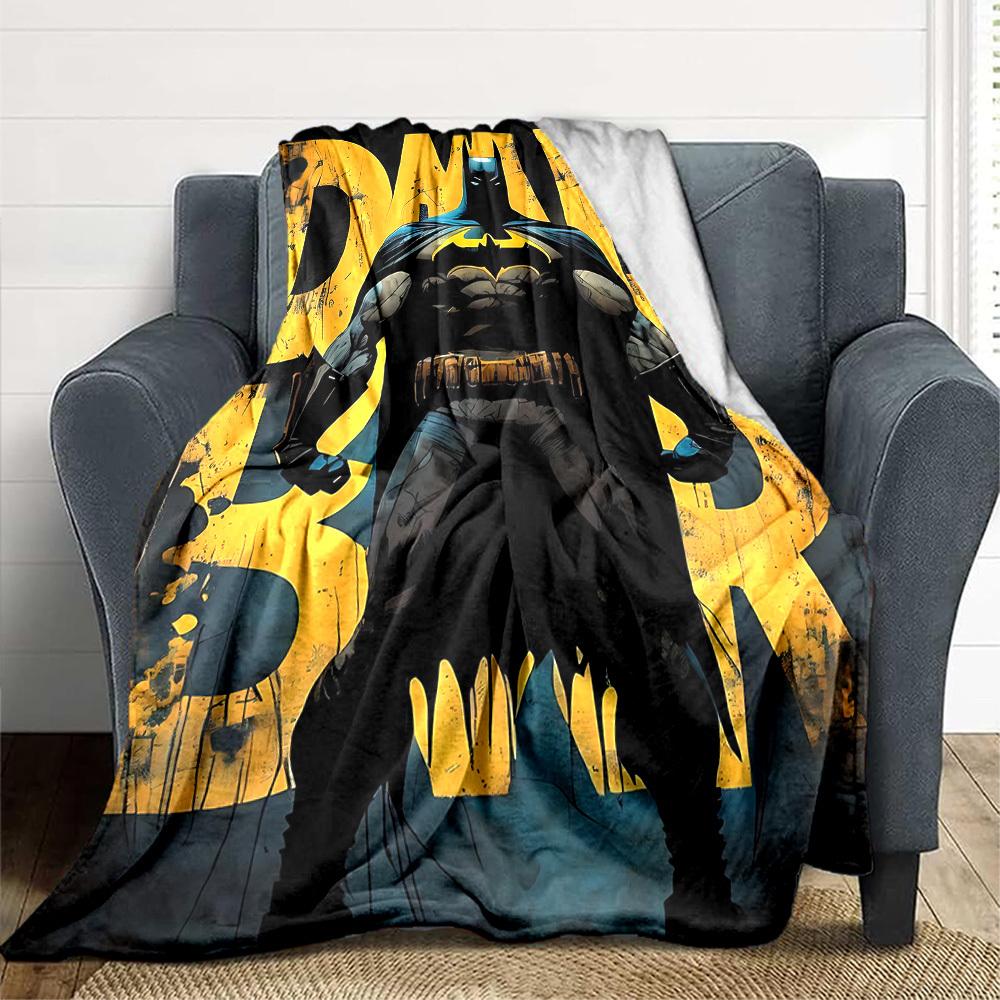 1pc Batman Night Flannel Throw Blanket - Lightweight Soft Warm All-Season Blanket for Sofa, Bed, Travel, Camping L1029057