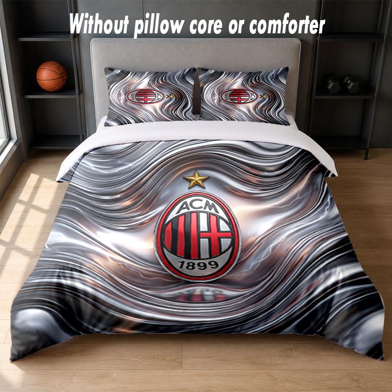 AC Milan Design Bed Bedding Set 1 Duvet Cover + 2 Pillowcases Soft Breathable Household Bed Linens