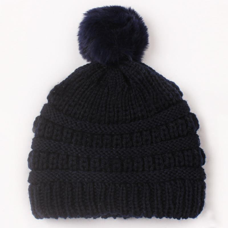 Baby Knitted Hat, Versatile Children's Autumn and Winter Hairball Warm Hat, Warm Baby Wool Hat