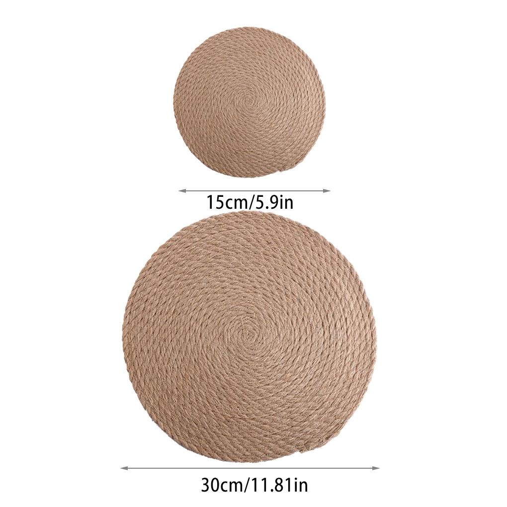 Hemp Braided Placemats Table Mat Coasters Insulation Coffee Pad Linen Handmade Dining Tables Home Cup Cushion Accessories