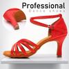 Red Latin Dancing Shoes for Women Girls Latin Dance Shoes Salsa Tango Ballroom Performance Shoes 7CM