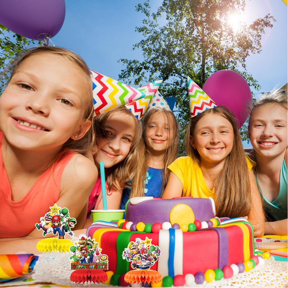 9 шт. Сотовые Центральные Украшения Марио Super Mario Party Supplies Настольные Украшения