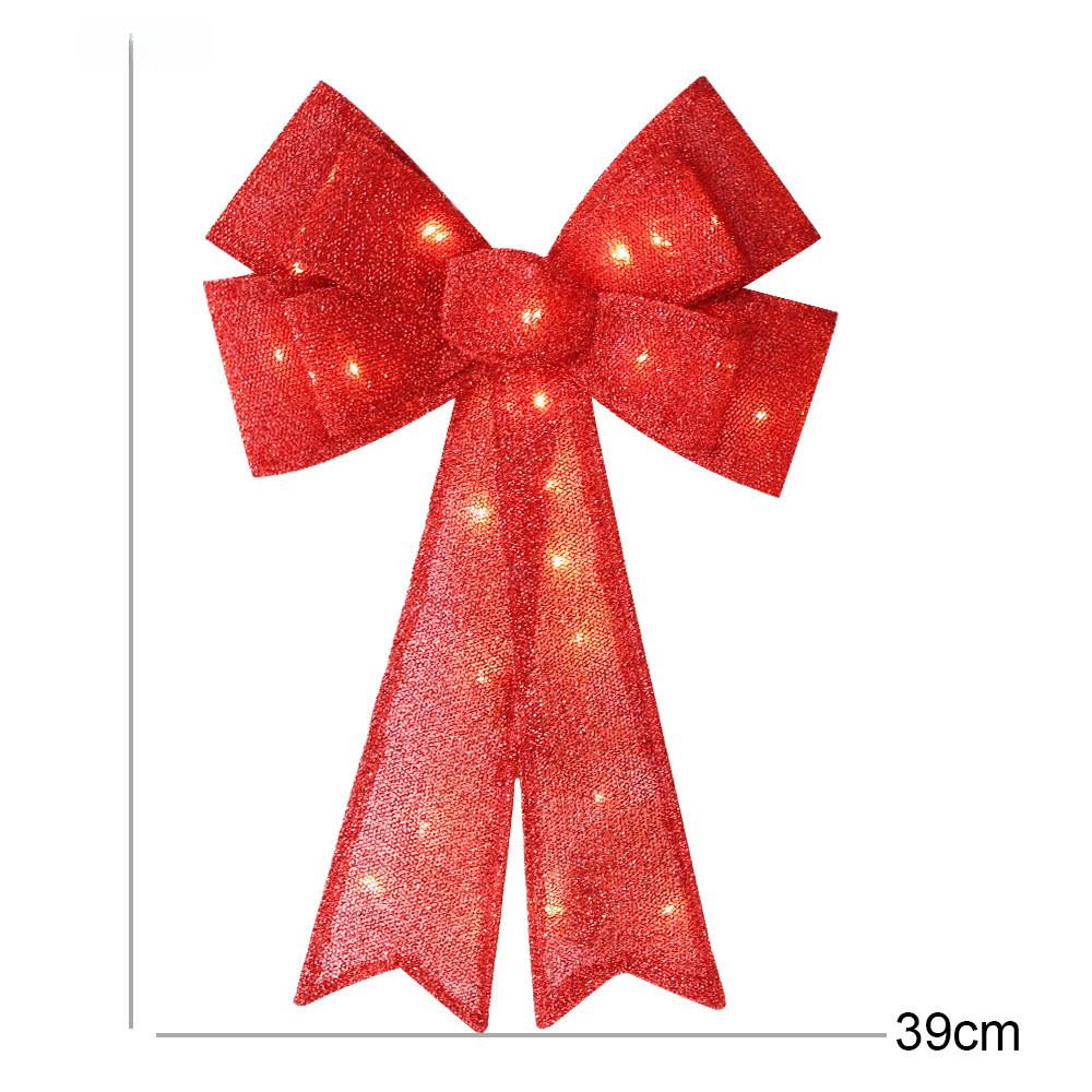 Большой светящийся рождественский бант, декоративное настенное украшение, светодиодная подсветка для праздничного настроения