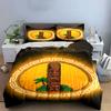 Tiki statue with palm. Bedding sets Duvet cover sets Duvet covers Pillowcases(1 * Duvet Cover 2 * Pillowcases, without duvet insert)