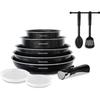 Arthur Martin 10-piece Cookware Set - Aluminum - All Heat Sources Except Induction - Black