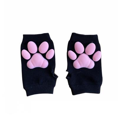 3D Cat Claws Wintere перчатки без пальцев для женщин и девочек Лолита Косплей теплые аниме мультфильм животных коготь серые черные перчатки