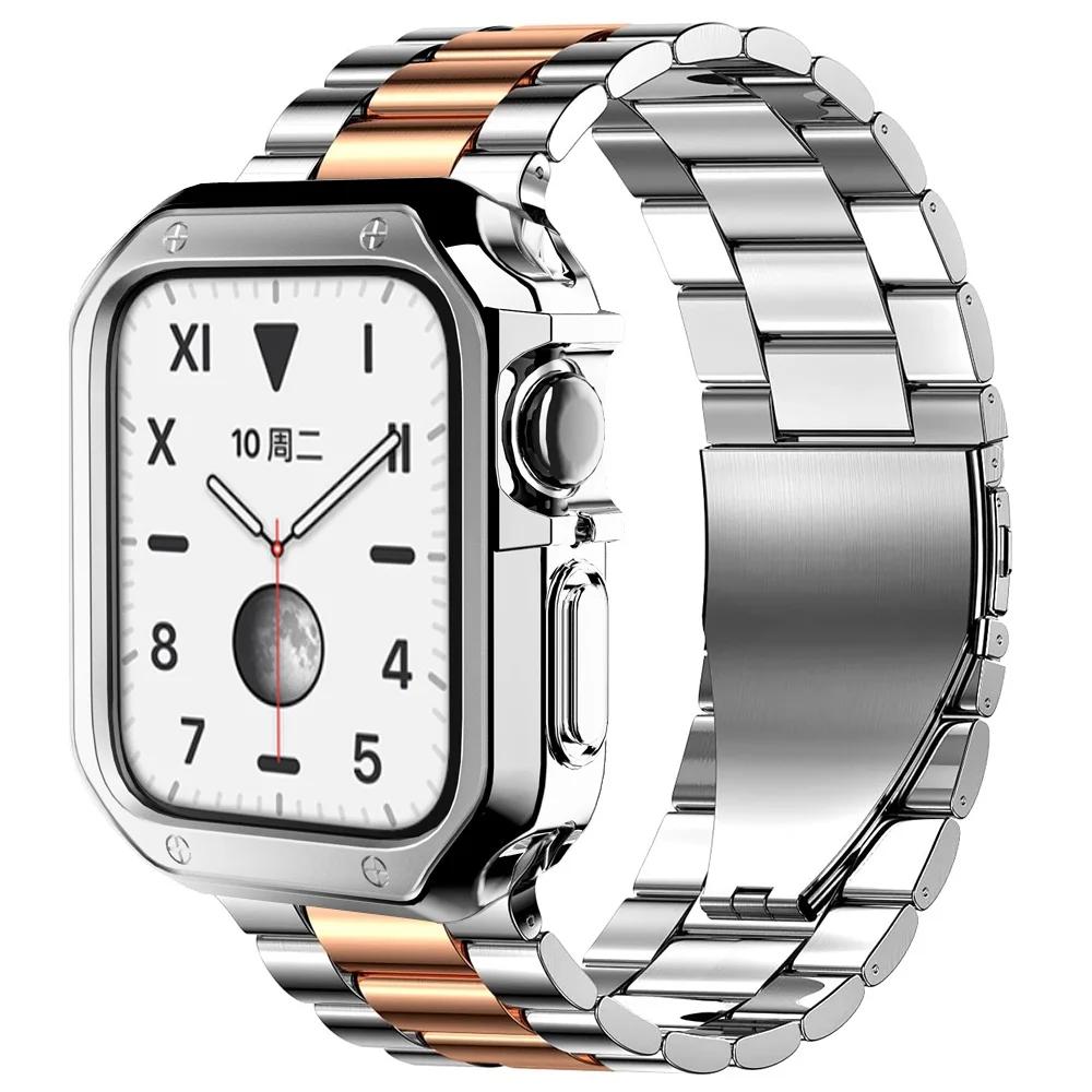 Ремешок из нержавеющей стали для Apple Watch Ultra 49 мм 10 46 мм 42 мм Чехол+ремешок из ТПУ для Iwatch 9 8 7 6 5 4 45 мм 44 мм 41 мм 40 мм Браслет