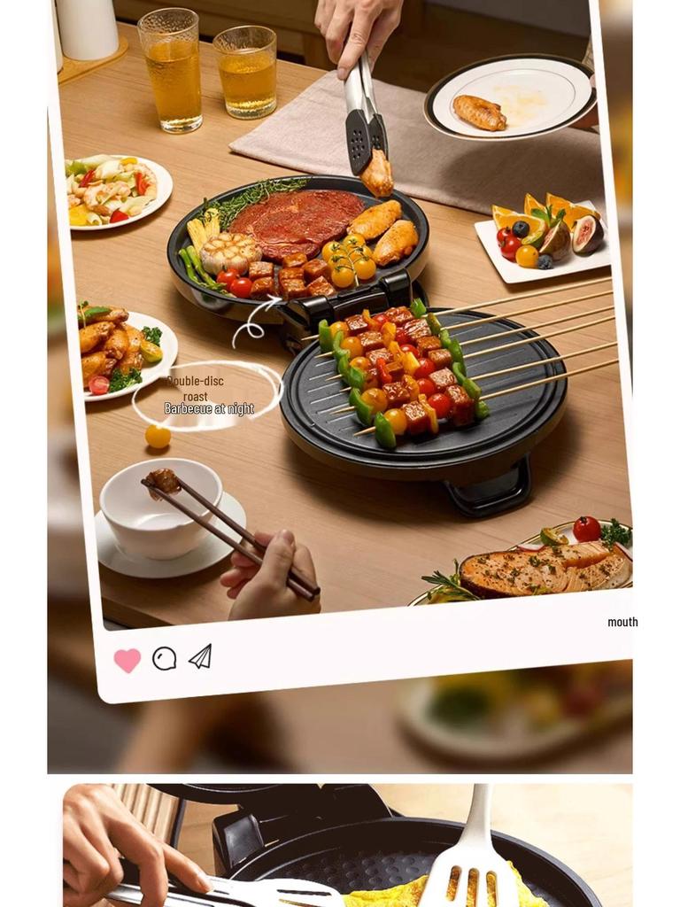 American Electric Griddle: Double-Sided Grill, Roaster & Pancake Maker with One-Button Start, Mechanical Version.