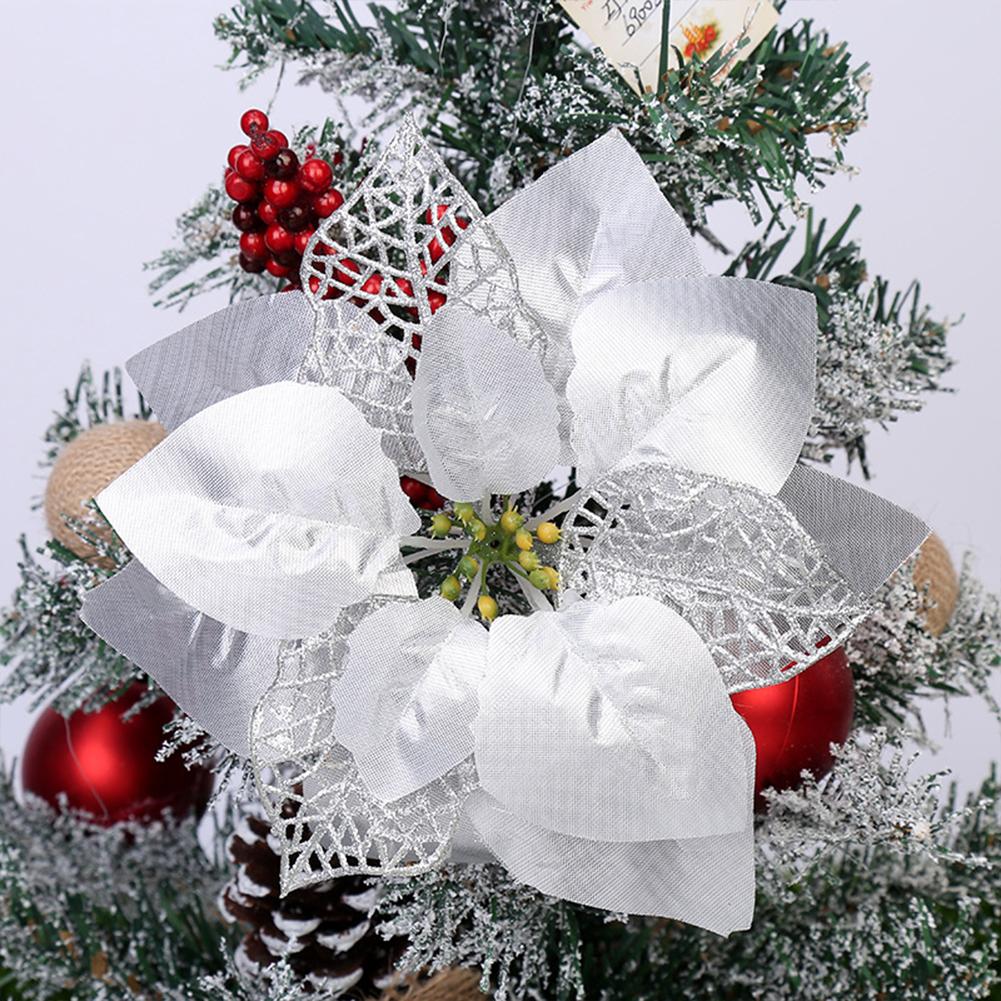 22cm Christmas Flower Artificial Lifelike Flowers Party Christmas Tree Wreath Decoration