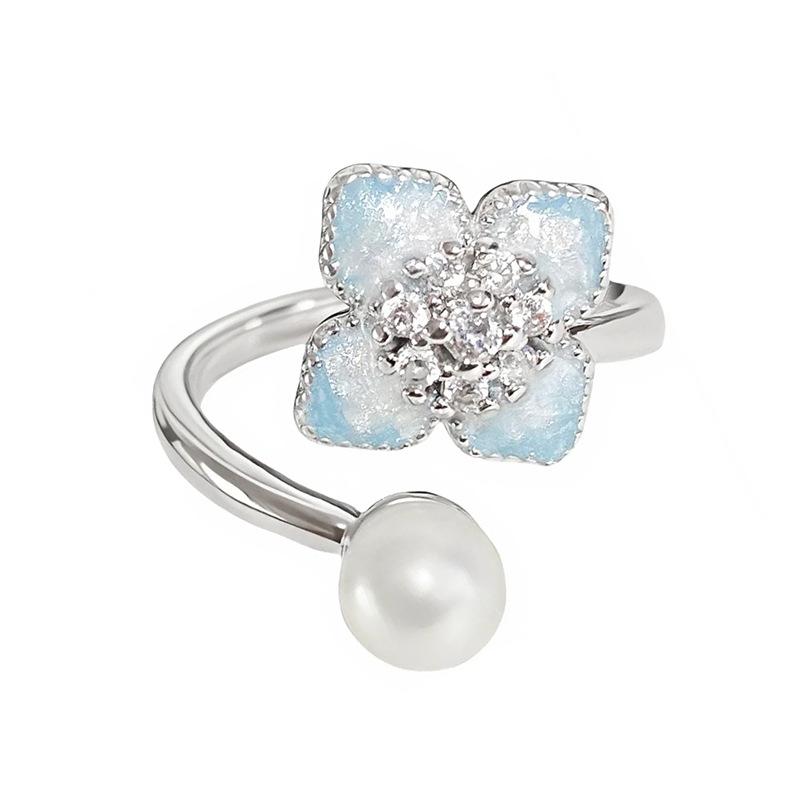 Cool Feeling, Four-Leaf Clover Enamel Dripping Oil Opening Ring, Simple Niche Fish Tail Index Finger Ring Stacked, Wearing Ring Woman