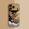 Изысканный бизнес-чехол для телефона с золотым орлом для iPhone 17 Pro Max, чехол со встроенным стеклом для iPhone 17 16 15 14 13 pm Pro Plus