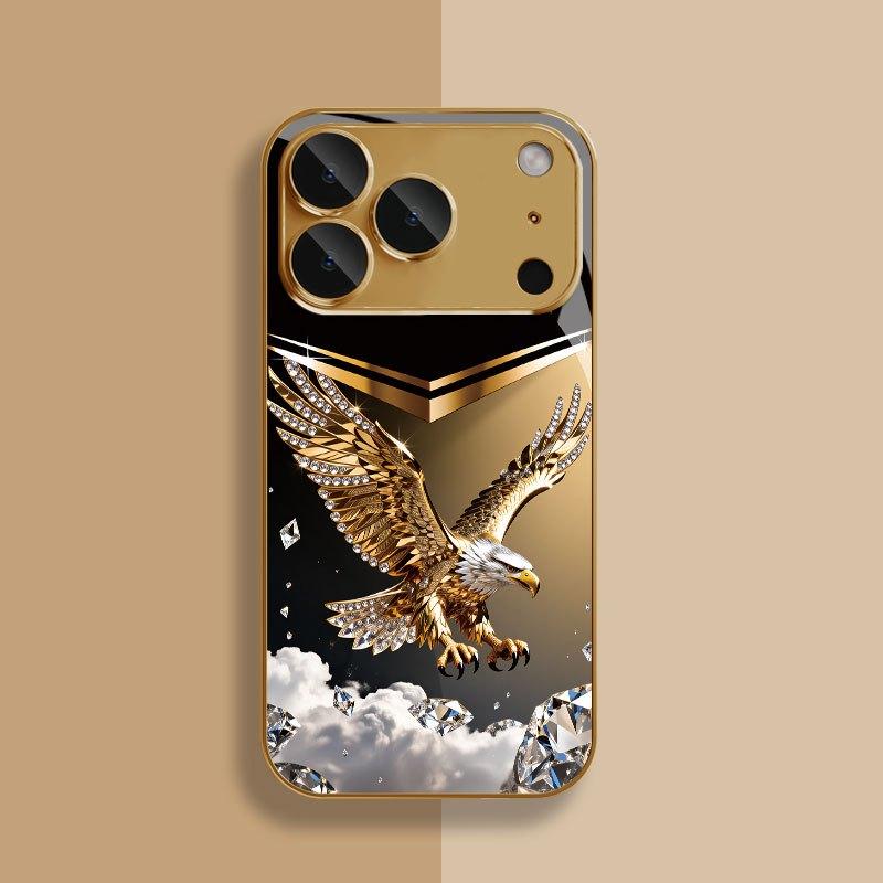 Изысканный бизнес-чехол для телефона с золотым орлом для iPhone 17 Pro Max, чехол со встроенным стеклом для iPhone 17 16 15 14 13 pm Pro Plus