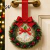 Small Holiday Hanging Decor Mini Christmas Wreath Door Handle Decoration, Gingerbread/Angel/Bell/Snowman Artificial Pine Winter Festive Gift