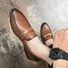 Spring New Fashion Trends Loafers Men Brown Leather Men Shoes Leather Slip-on Elegant Business Dating Loafers Formal Party Shoes