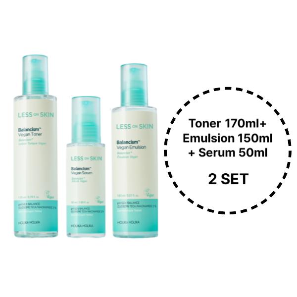 HOLIKA HOLIKA Less On Skin Balancism Vegan Skincare Set (Toner 170ml + Serum 50ml + Emulsion 150ml) (3 Options)