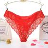 Sexy Printed Panties Women Lace Low-Rise Briefs Breathable Embroidered Underwear Transparent Thong