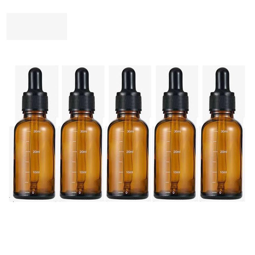 5 шт. 5-100 мл градуированная бутылка-капельница с силиконовой головкой, пустой диспенсер для эфирного масла, высококачественная светонепроницаемая стеклянная бутылка для лекарств