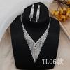 Luxury Diamond Necklace Earrings Set Party Wedding Dress Dinner Accessories Sexy Rhinestone Necklace Earrings Chain for Girls