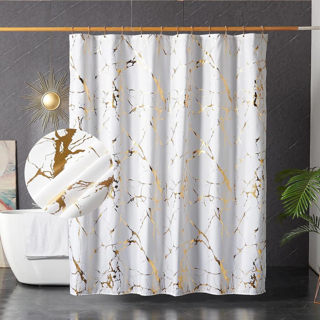 25Style Luxury Abstract Marbling Shower Curtains Geometric Stripes Drapes For Bathroom Accessories Set Bathtub Curtain With Hooks Waterproof