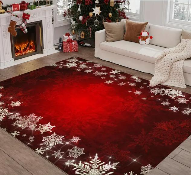 1pc Christmas Tree Area Rug with Christmas Tree Patterned Christmas Floor Mats Large Size Mats for Terrace Home Decoration Rugs
