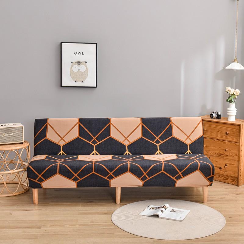 Черный геометрический складной чехол для дивана-кровати, чехлы для диванов, эластичные чехлы на сиденья из спандекса, чехлы для гостиной, геометрический принт