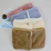 Versatile Plush Scarf Luxurious Double-layer Plush Scarf with Natural Wood Buckles Imitation Rabbit Fur Lining Solid Color