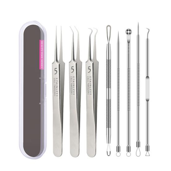 Набор для удаления черных точек Yousheng, набор пинцетов из нержавеющей стали для удаления прыщей, инструменты для чистки лица, нескользящая ручка, удобные для переноски инструменты для выдавливания прыщей