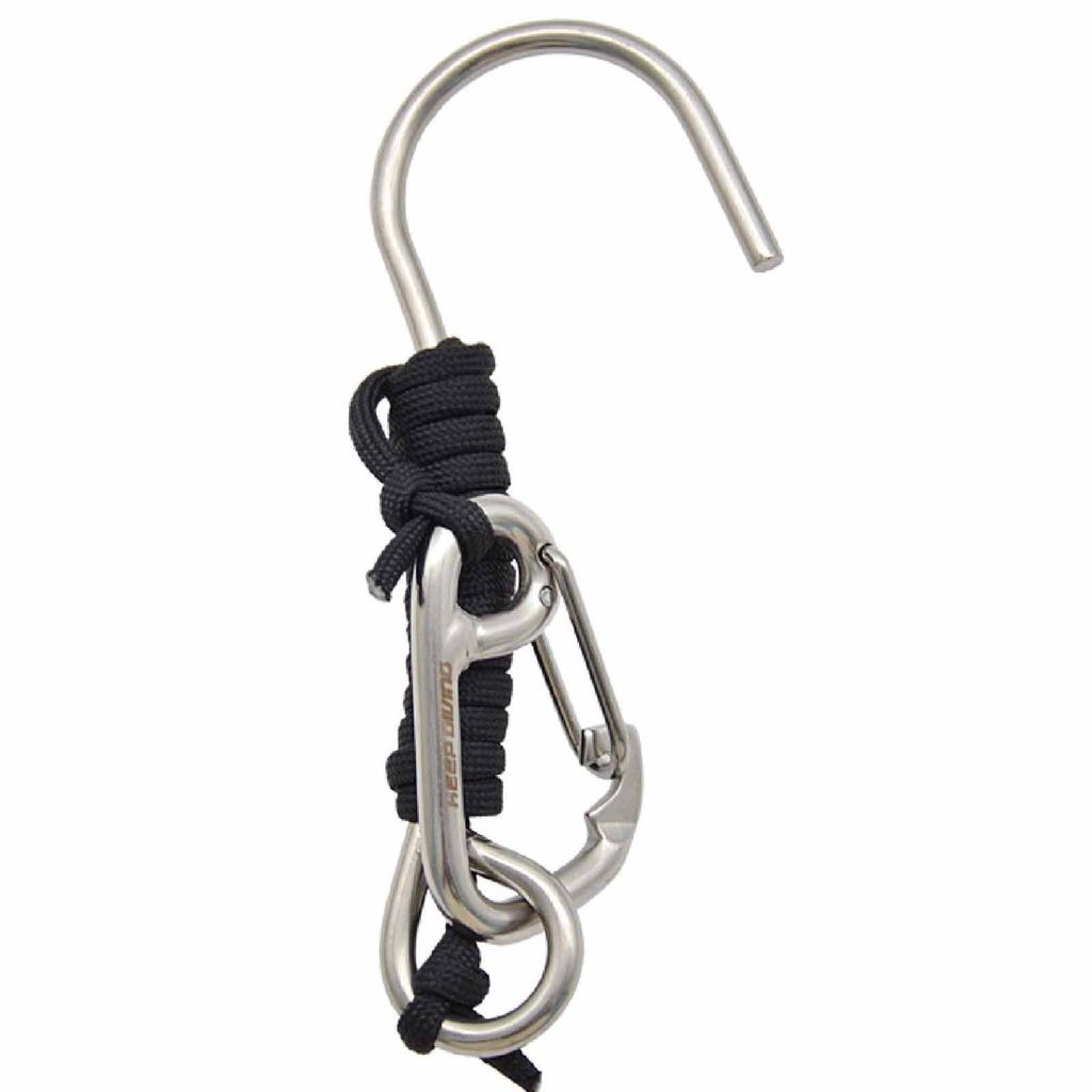 Stainless Steel Hook – Single-, Seawater-Resistant with Safety Rope and Spring Buckle, Diving & Equipment
