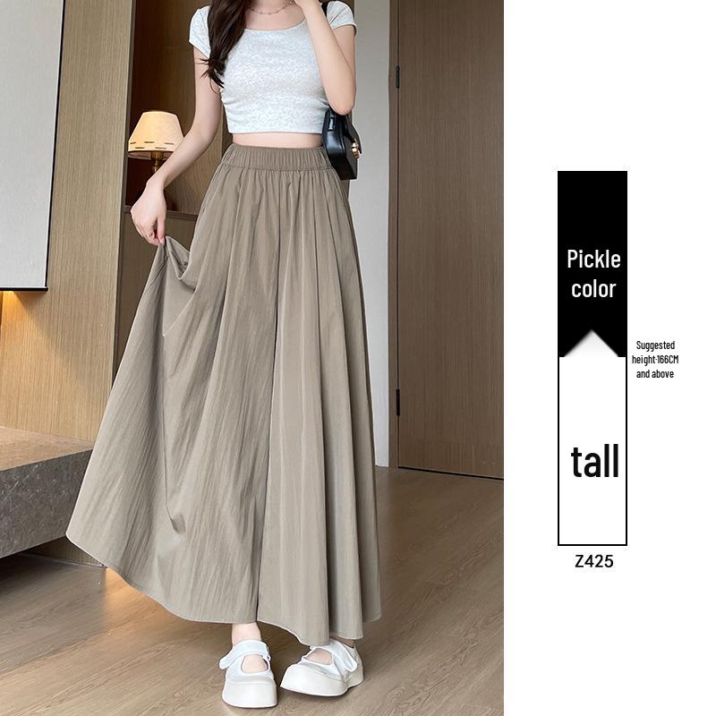 Женские кюлоты миди А-силуэта с высокой талией Yamamoto - Летние 2025 Повседневные брюки с широкими штанинами из ледяного шелка