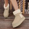 Soft Non Slip Thick Bottom Furry Snow Boots Women 2025 Winter Warm Fluffy Fur Ankle Boots with Platform Metal Buckle Plush Shoes