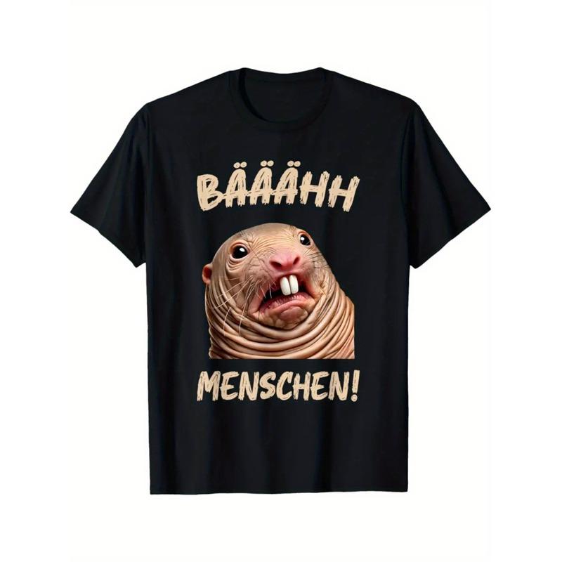 Funny German Saying T-Shirt Ich Hasse Menschen (I Hate People) with Capybara Graphic | Humorous Casual Round Neck Short Sleeve Tee for Adults,