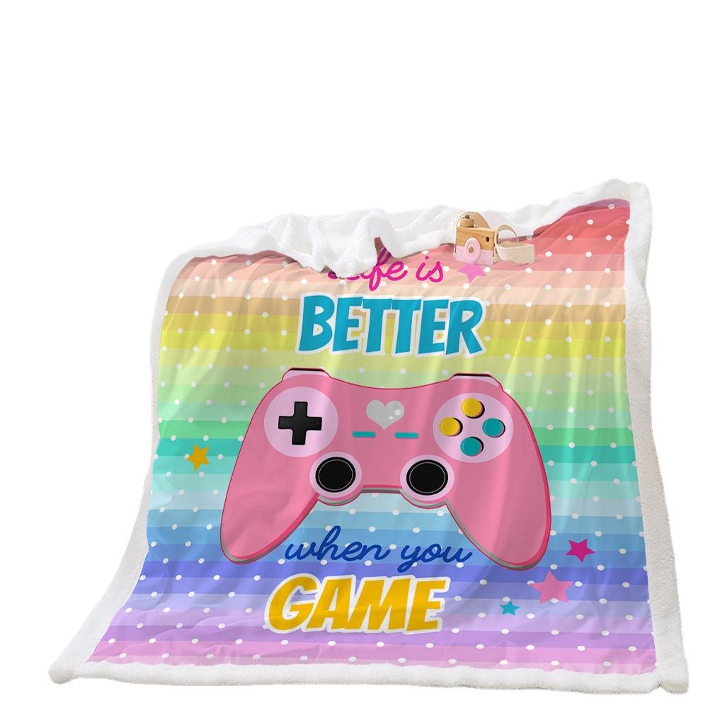 Gamepad 2D Digital Printed Lamb Fleece Blanket Thickened Crystal Fleece Blanket