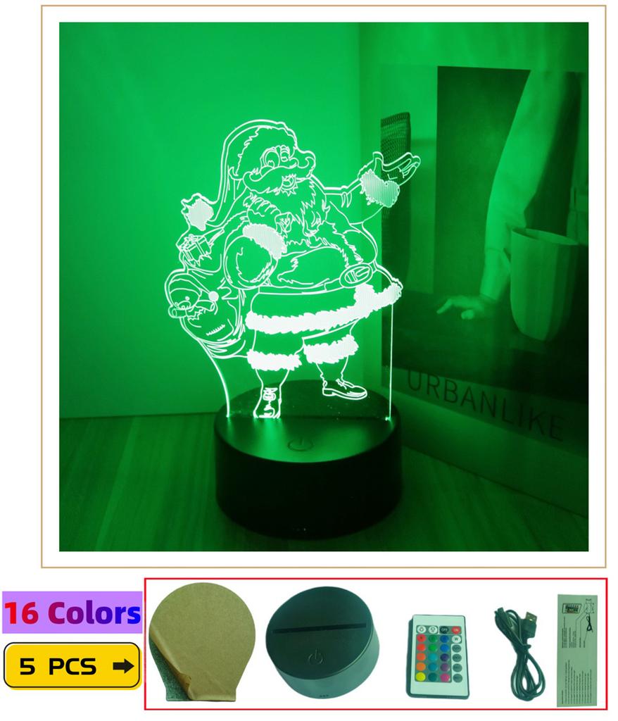 Светодиодный ночник 3D лампы Иллюзия Стич Рождественская елка Дед Мороз Снеговики Детский ночник Лампа для декора дома Детская игрушка Рождественские подарки