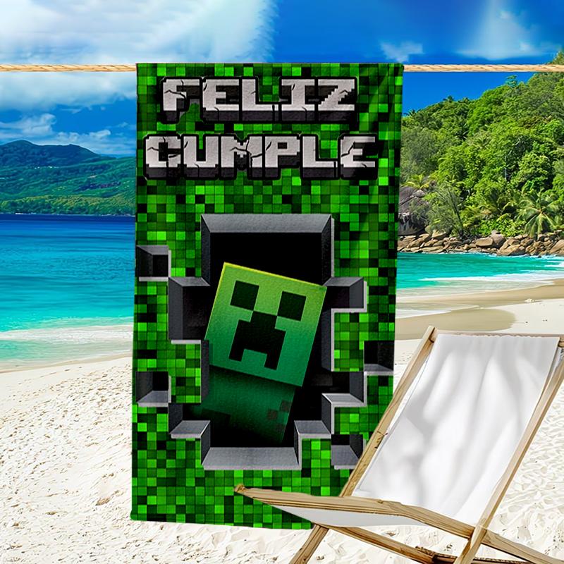 Mine-craft game Beach Towel - Soft, Absorbent Microfiber, Lightweight, Ideal for The Beach, Parties, Travel, Camping fan gifts