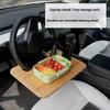 Прочная натуральная бамбуковая подставка на руль автомобиля Двухцелевая платформа для еды и ноутбука Система быстросъемной застежки