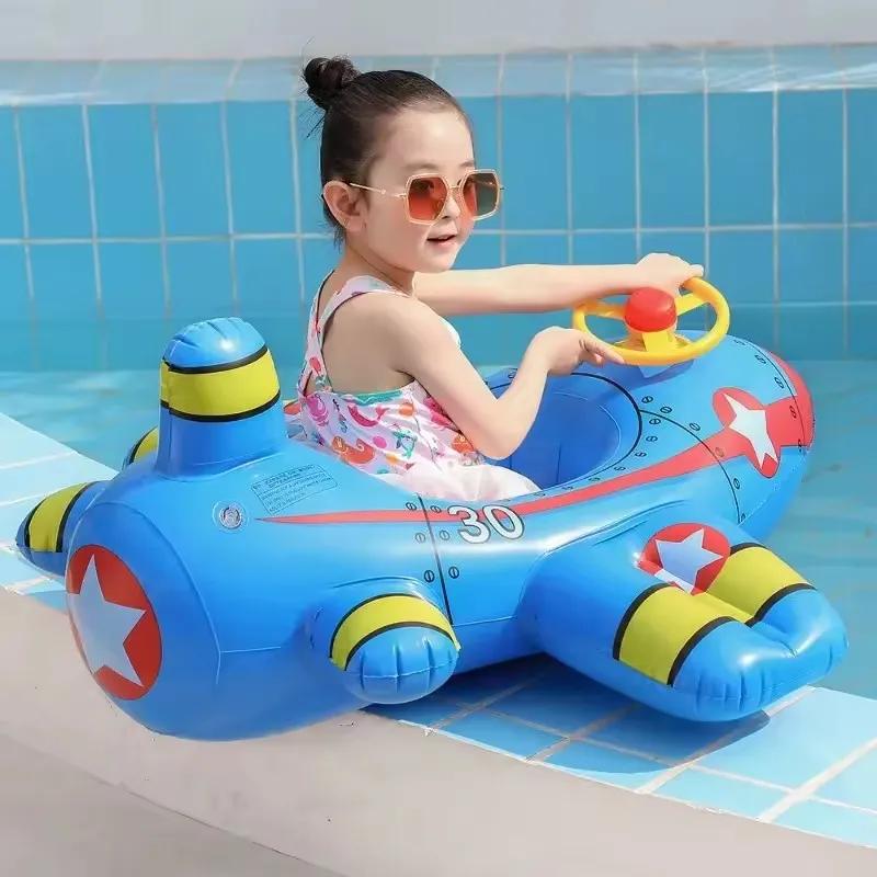 Kids Water Toy Large Swimming Circle PVC Airplane Shape Leak-Proof Inflatable Float Seat Summer Pool Beach Swimming Ring for Kid