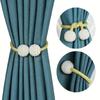 2 Pc Magnetic Curtain Tiebacks, Fake Pearl Ball Home Curtain Buckle, Weave Clips Rope Straps For Holding Curtains & Drapes