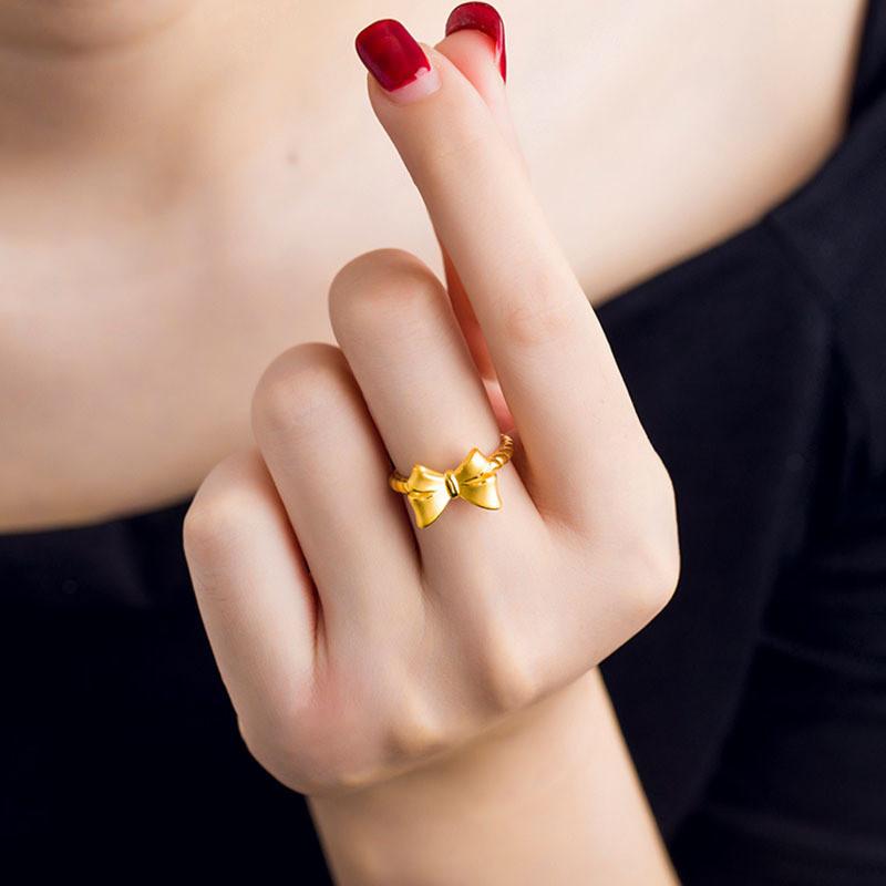 Stunning Gold Plated Brass Adjustable Butterfly Bow Ring For Women Perfect For Spring Fashion
