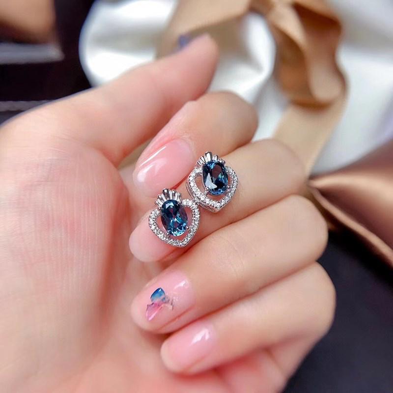 BELLA BOX Изысканные серьги-гвоздики в форме сердца для женщин, синие/белые серьги с кубическим цирконием, темпераментные милые серьги для девочек, подарок, модные украшения