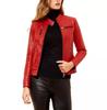 Lambskin Soft Leather Biker Handmade Biker Moto RED Women's Leather Jacket